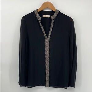 Tory Burch Silk Beaded Blouse in Black 4 A21